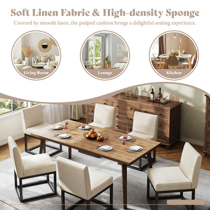 6-Piece Linen Dining Chairs Set - Beige
