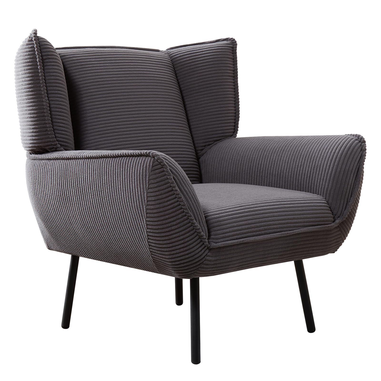 Accent Wingback Corduroy Chair of 4 - gray