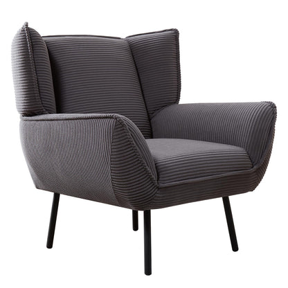 Accent Wingback Corduroy Chair of 4 - gray
