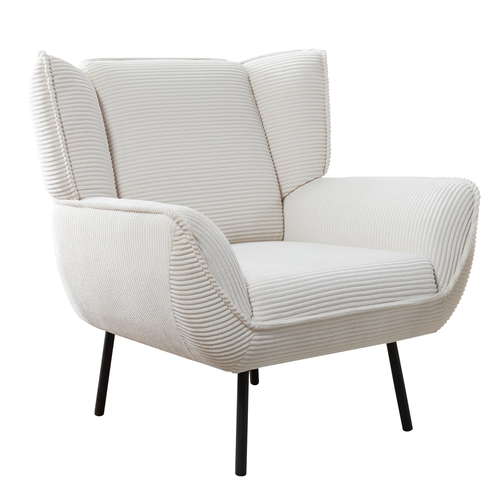 Accent Wingback Corduroy Chair of 4 - White
