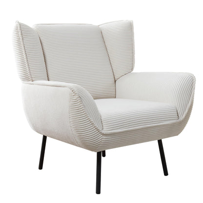 Accent Wingback Corduroy Chair of 4 - White