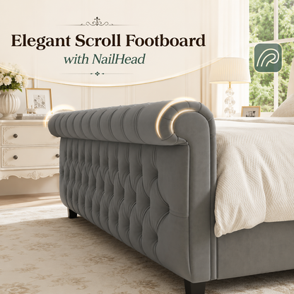 Bruco King Upholstered Sleigh Bed-Gray