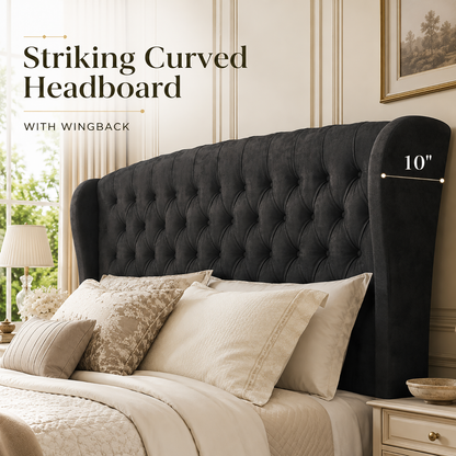 Bruco King Upholstered Sleigh Bed-Black