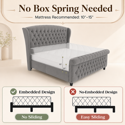 Bruco King Upholstered Sleigh Bed-Gray