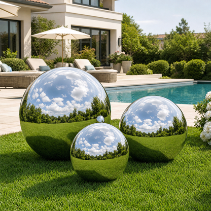 Vibe Reusable Inflatable Mirror Balls for Disco Parties & Events-3PCS-19.7"+31.5"+39.4"-Silver