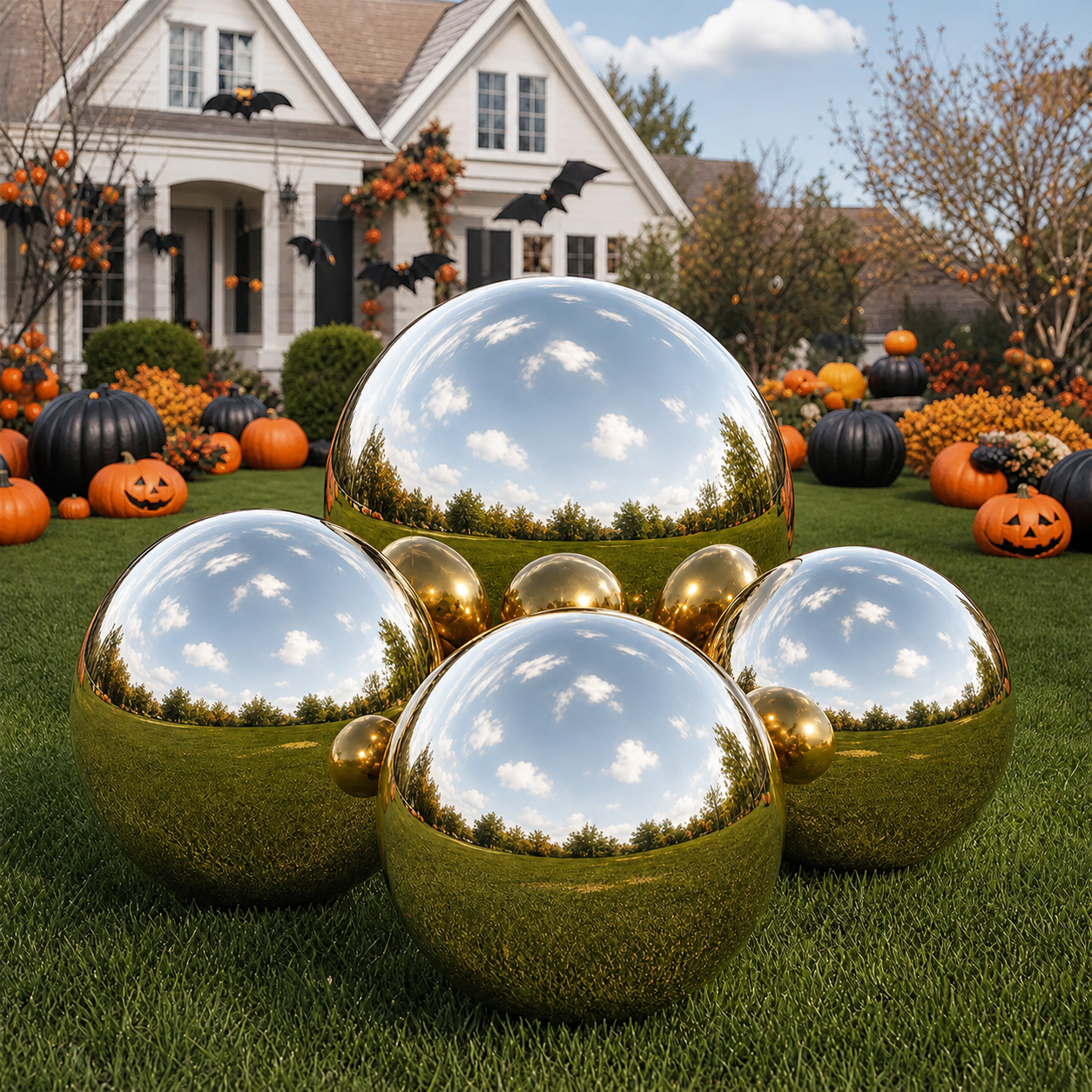 Vibe Reusable Inflatable Mirror Balls for Disco Parties & Events-4PCS-19.7"+31.5"+47.2"+59.1"-Gold