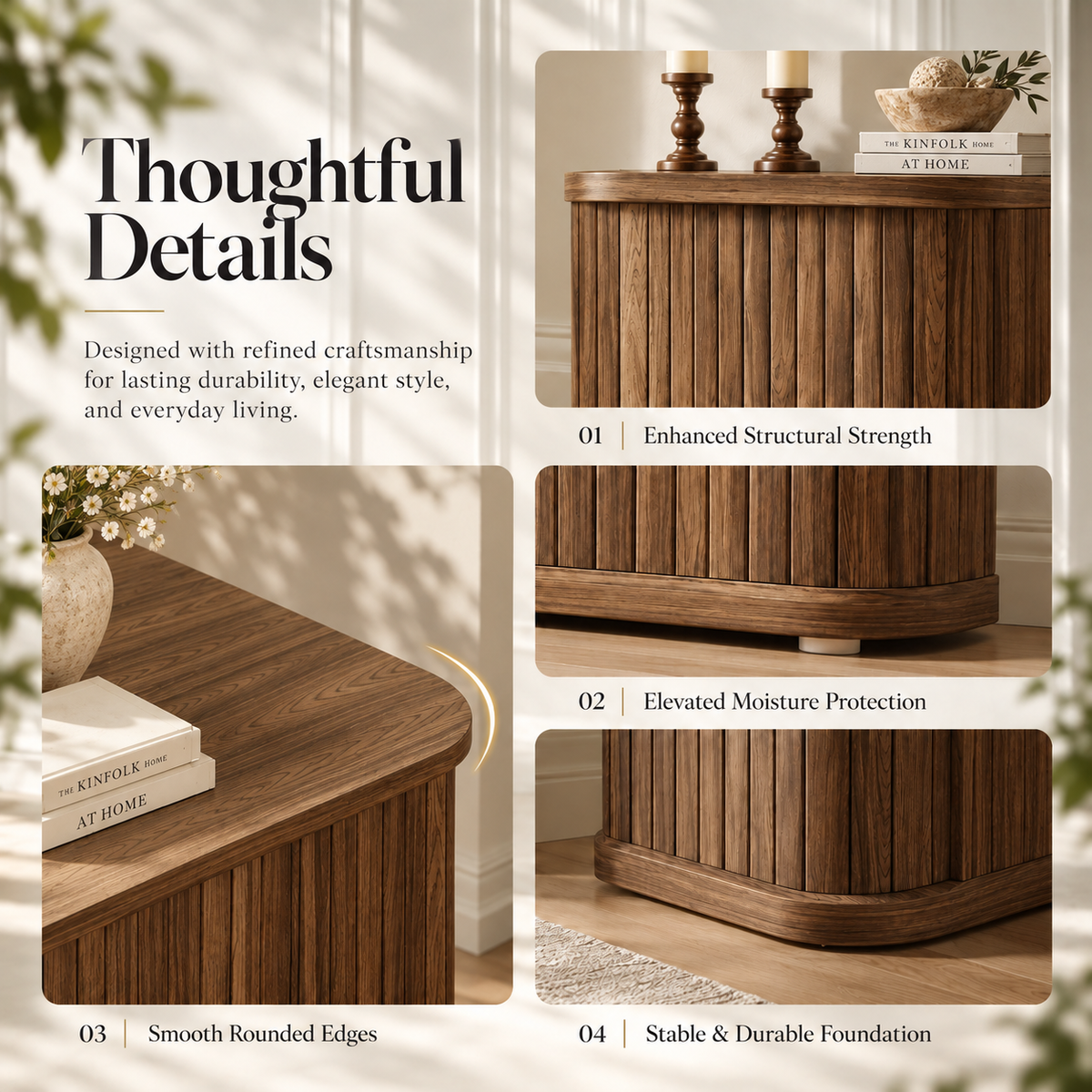 Arden Fluted Electric Fireplace TV Stand-90"-Warm Walnut