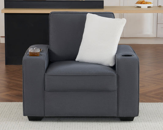 Chords Deep Seat Sofa Chair - Chenille Charcoal Grey