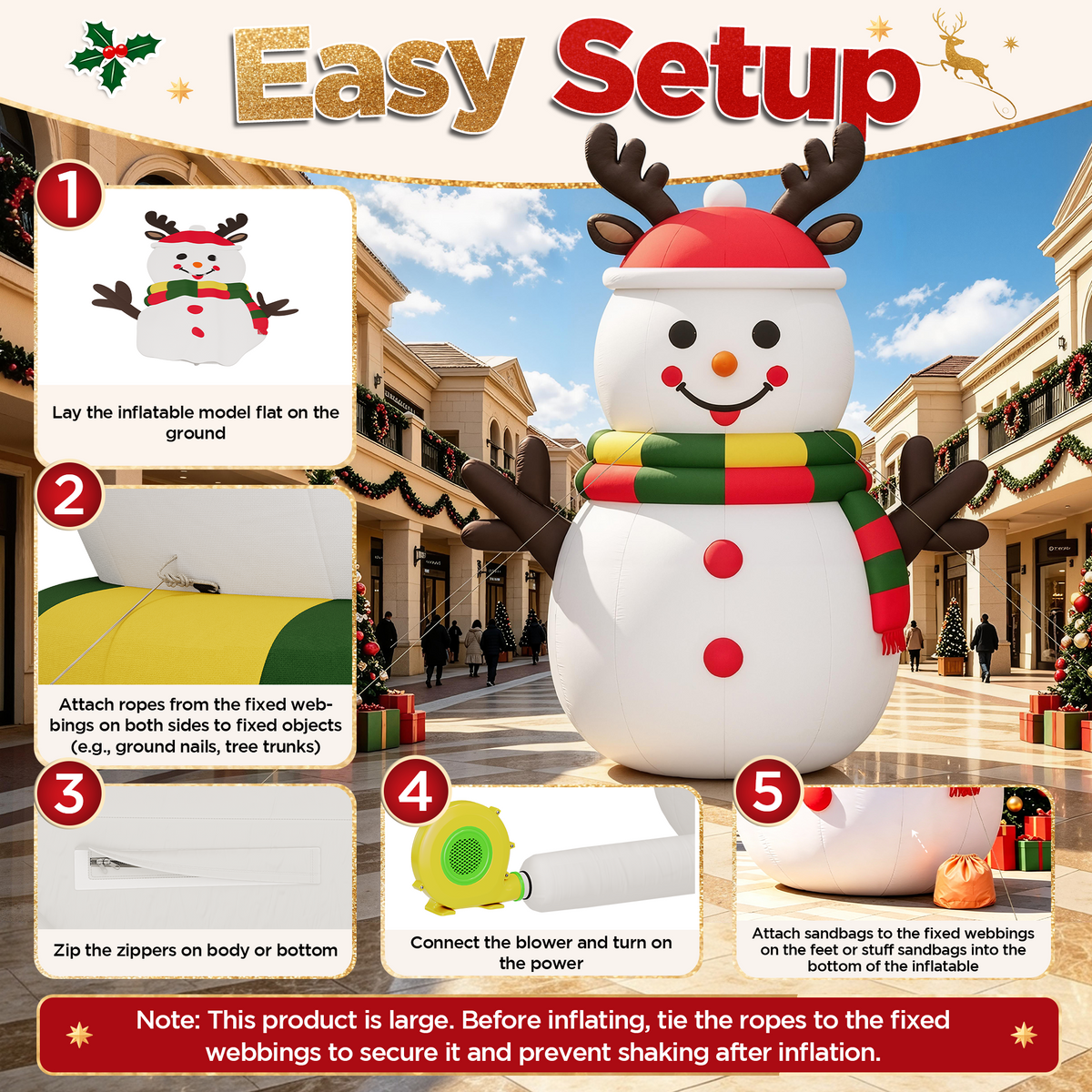 Vibe Giant Inflatable Santa Claus for Outdoor Christmas Decorations-Giant Inflatable Snowman-20FT