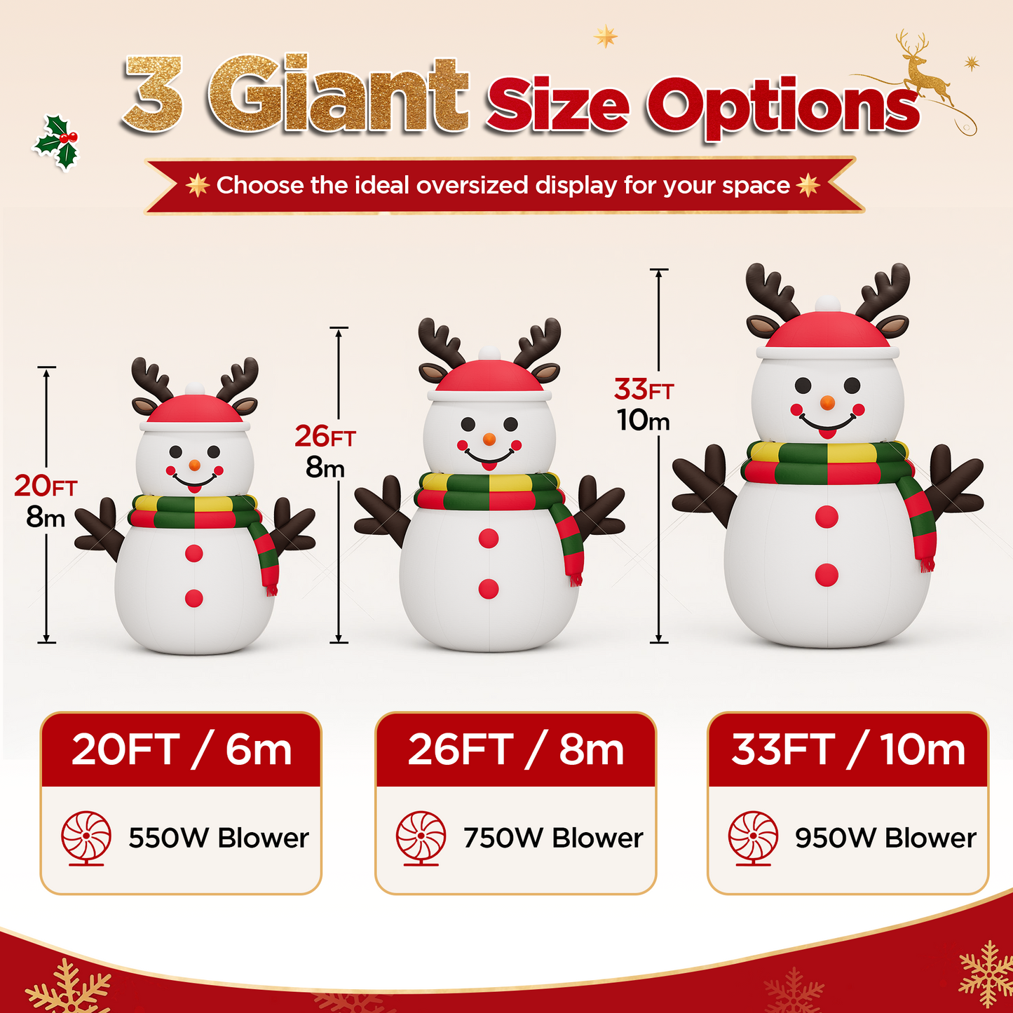 Vibe Giant Inflatable Santa Claus for Outdoor Christmas Decorations-Giant Inflatable Snowman-20FT