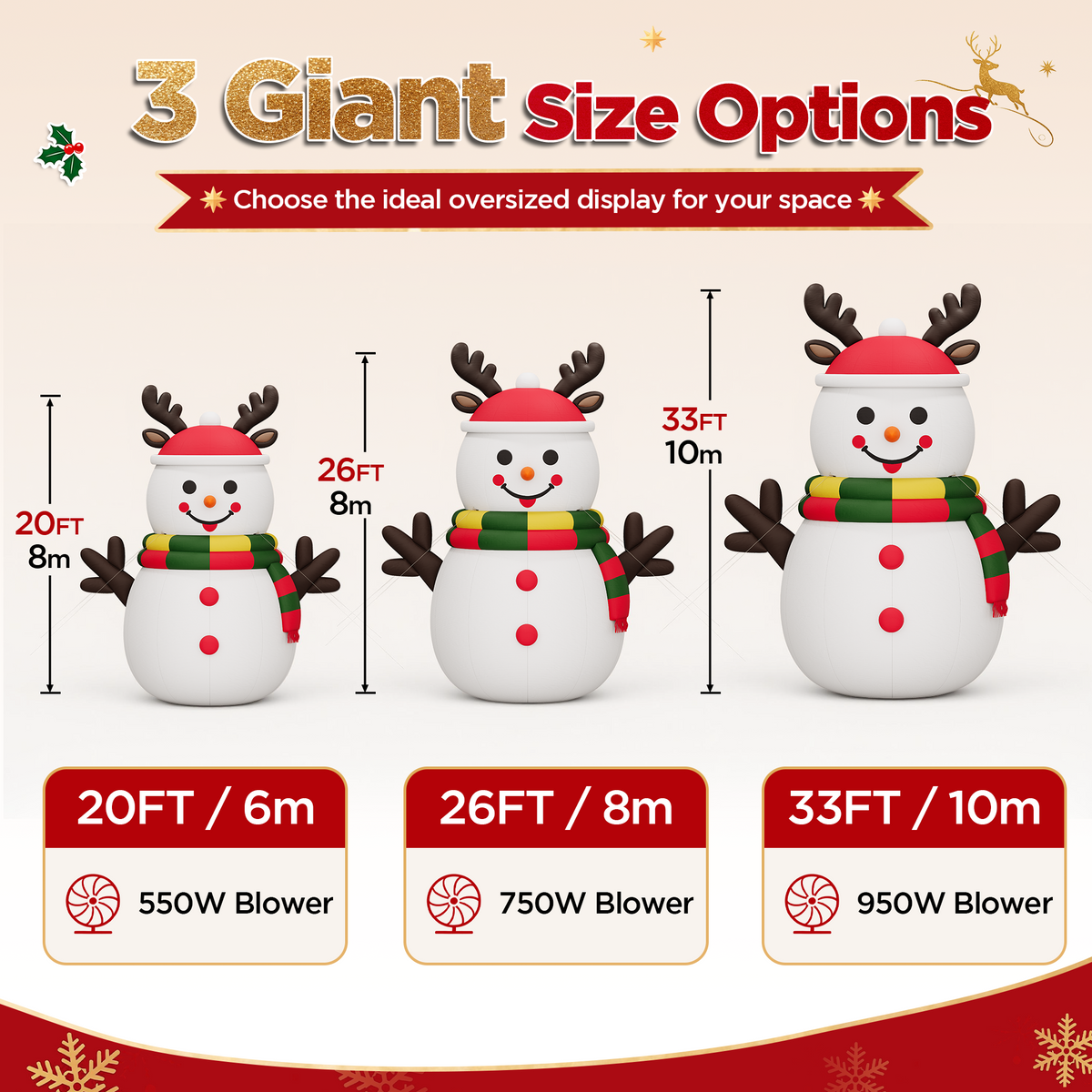 Vibe Giant Inflatable Santa Claus for Outdoor Christmas Decorations-Giant Inflatable Snowman-20FT