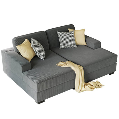 2-Piece Chaise Sofa / Corduroy Gray