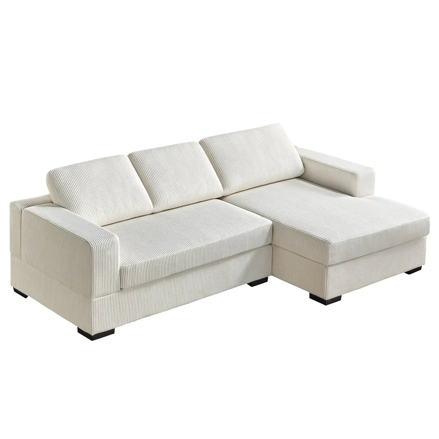 Right Single Chaise Sofa / Corduroy White