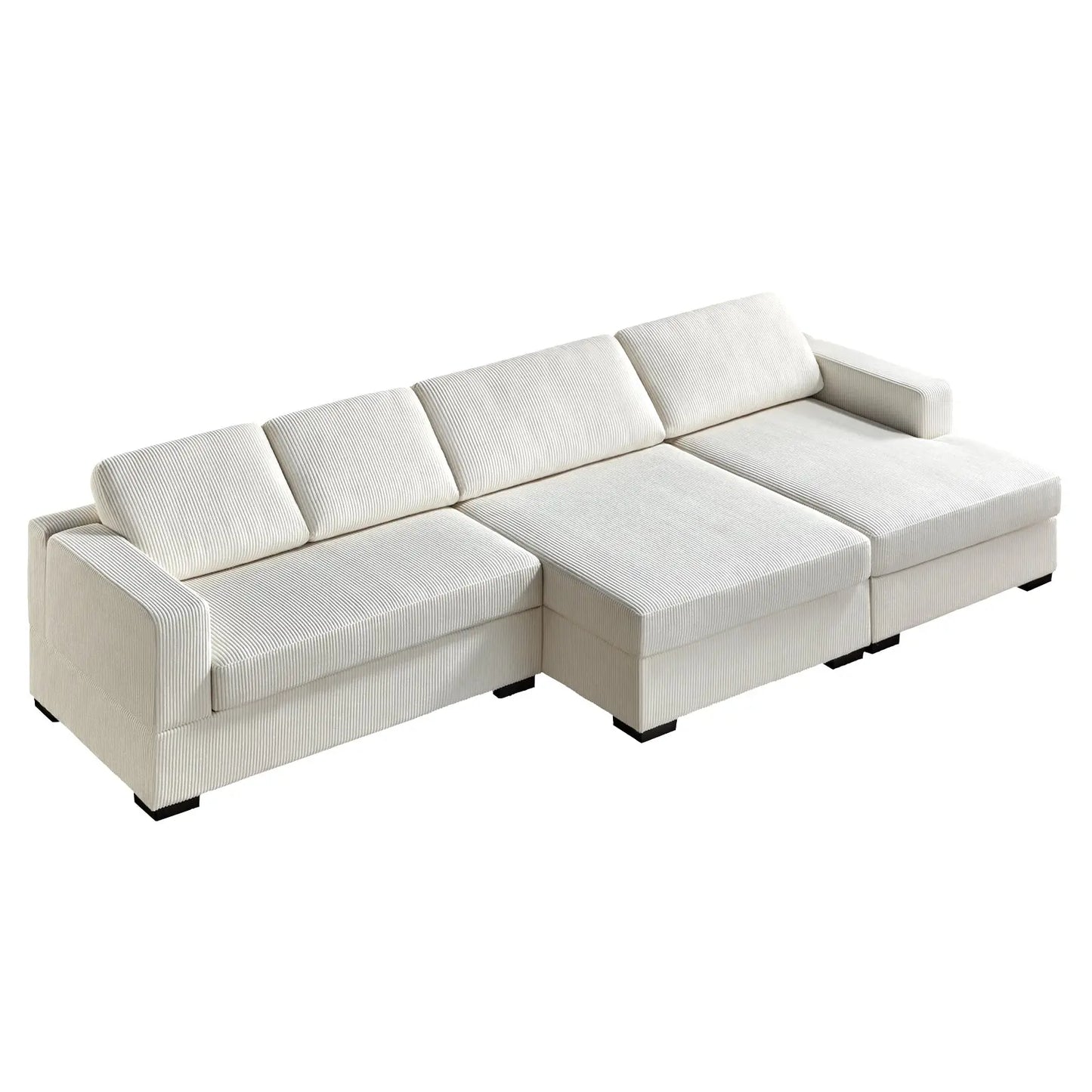 Right Double Chaise Sofa / Corduroy White