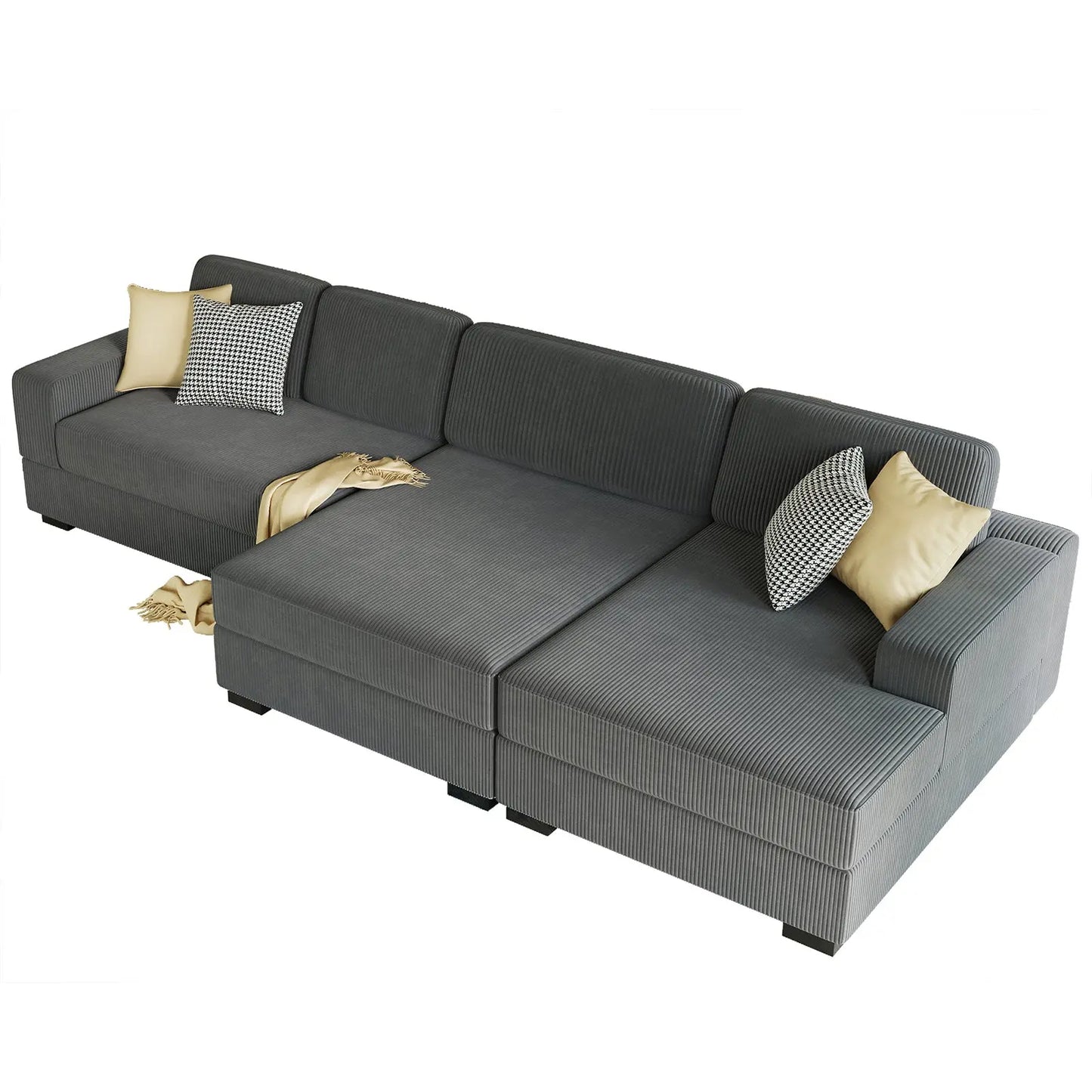 Right Double Chaise Sofa / Corduroy Gray