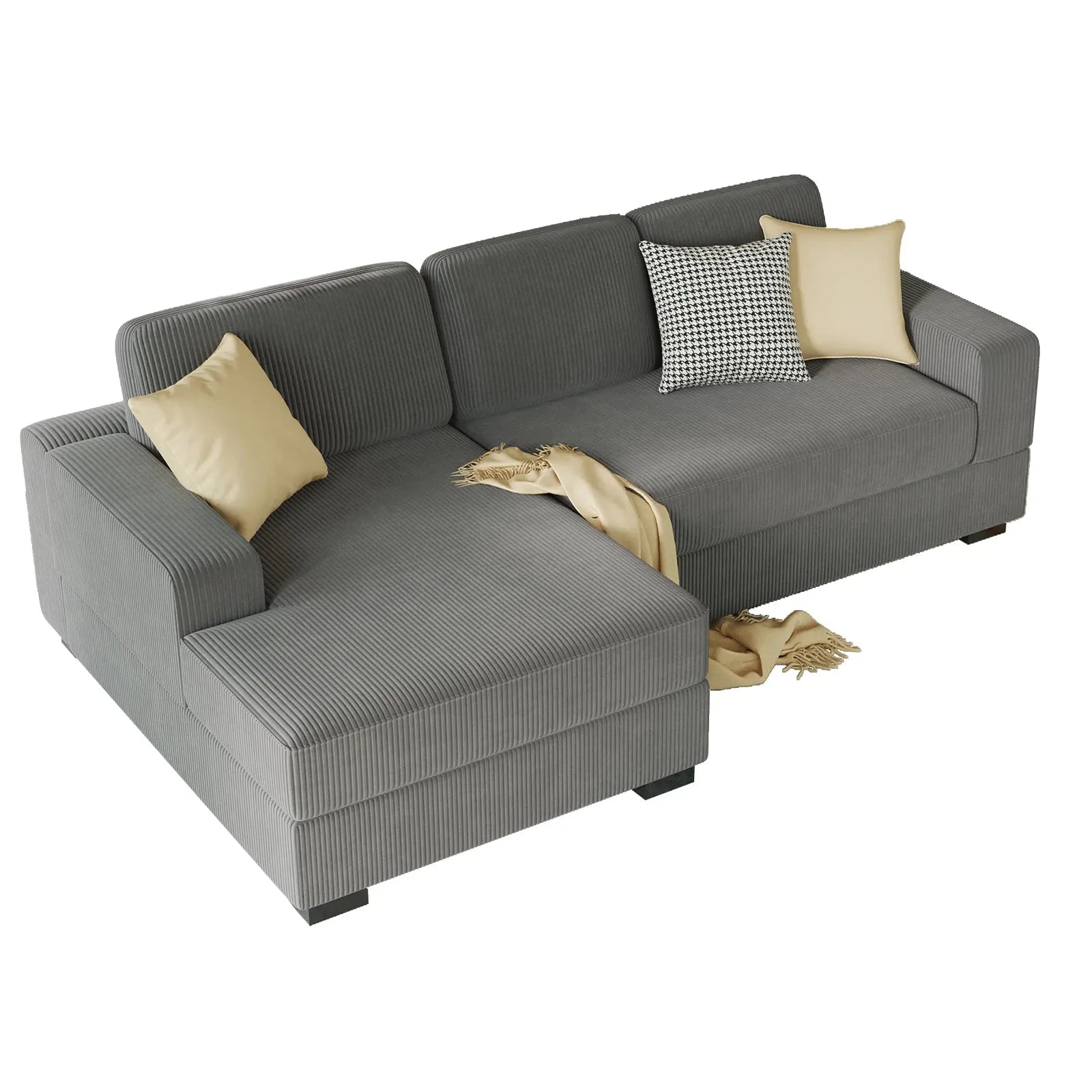 Left Single Chaise Sofa / Corduroy Gray