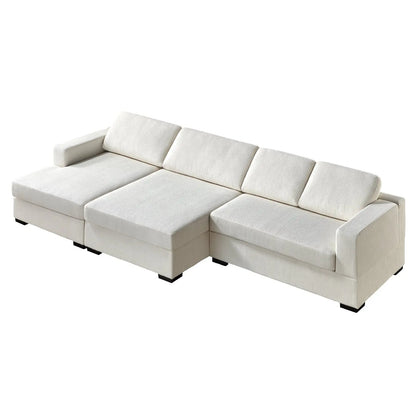 Left Double Chaise Sofa / Corduroy White