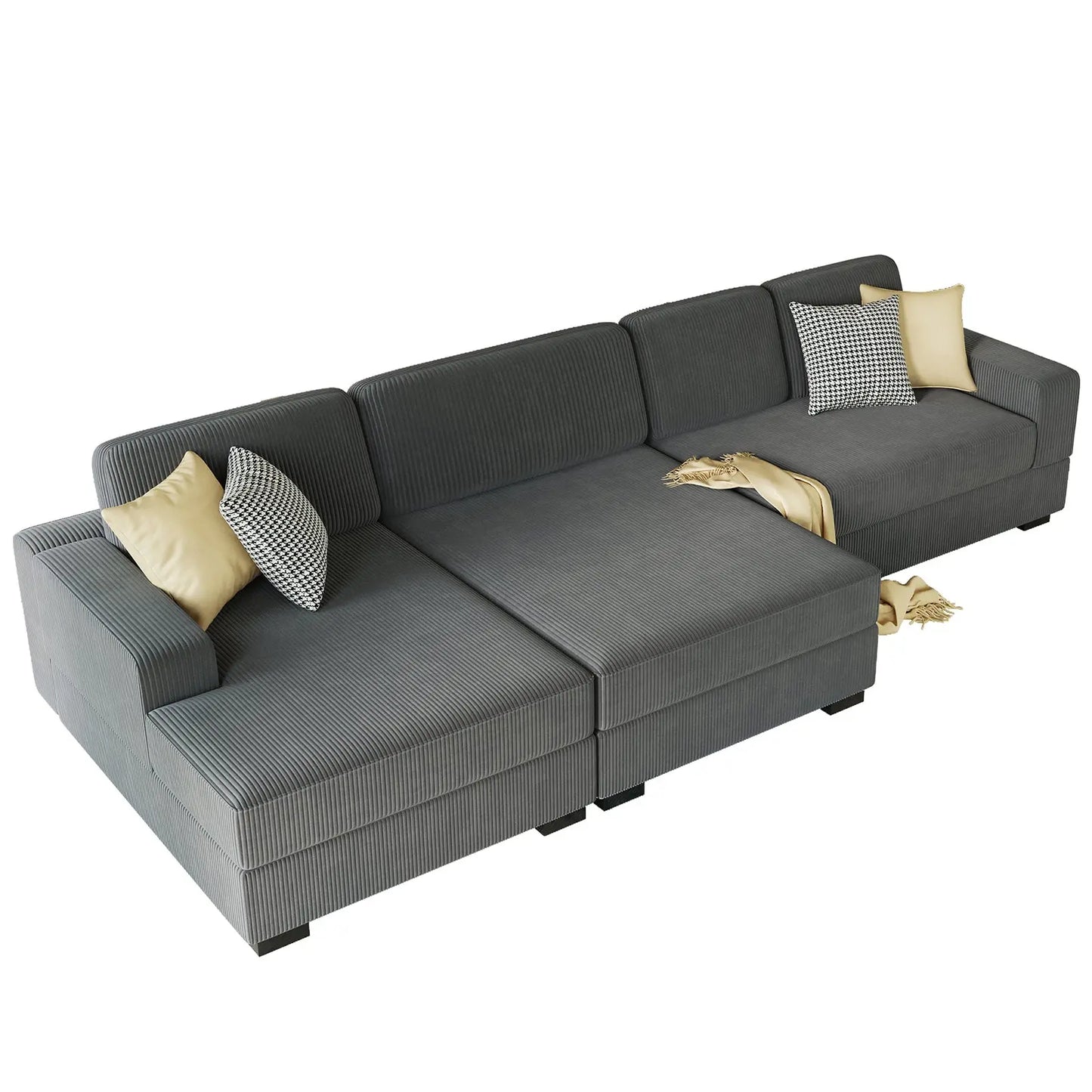 Left Double Chaise Sofa / Corduroy Gray