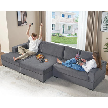 Left Double Chaise Sofa / Corduroy Gray