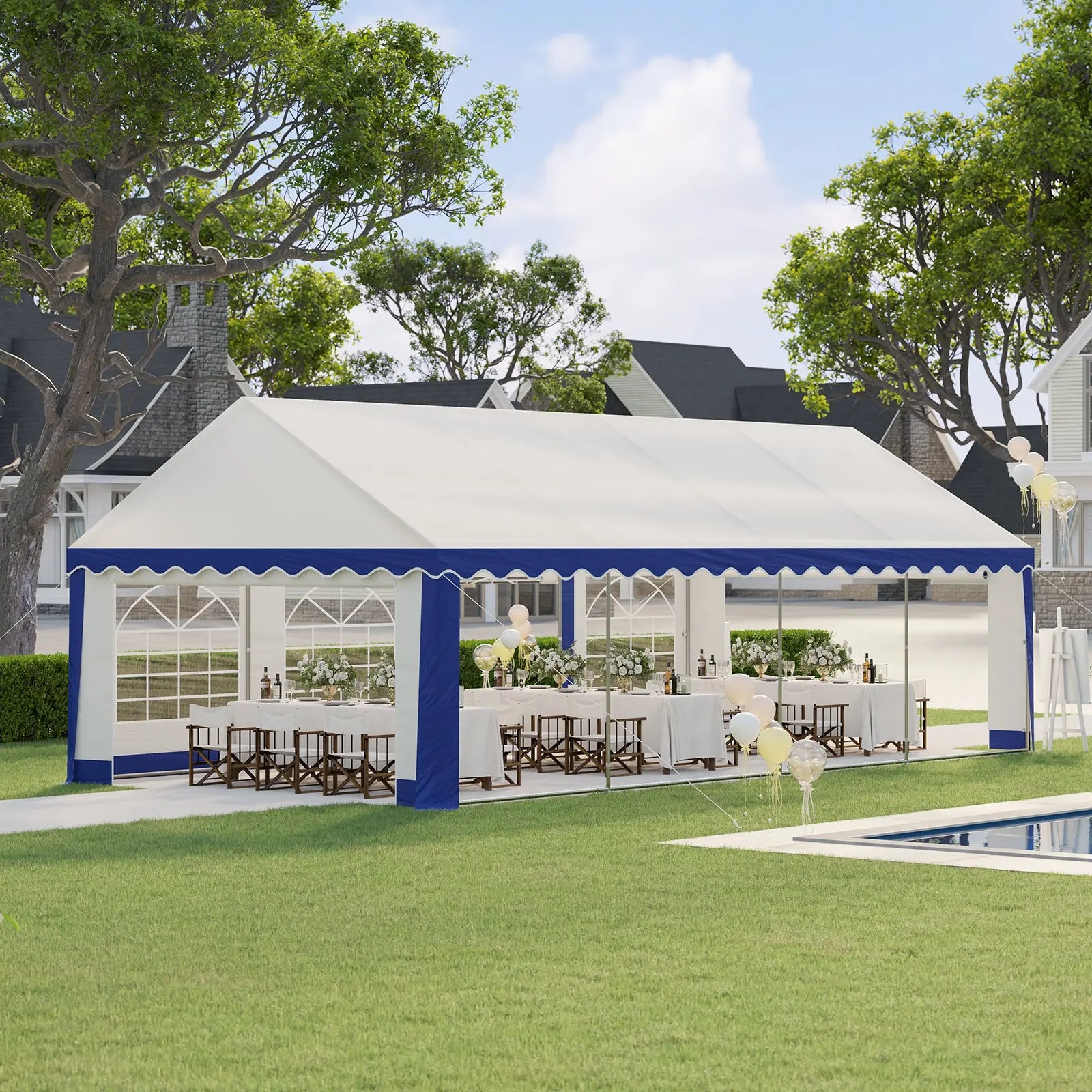 gala tent for sale Party Tent with Rolled Sidewalls, Heavy Duty Outside Wedding Tent, Waterproof Event Shelters 13x26 ft