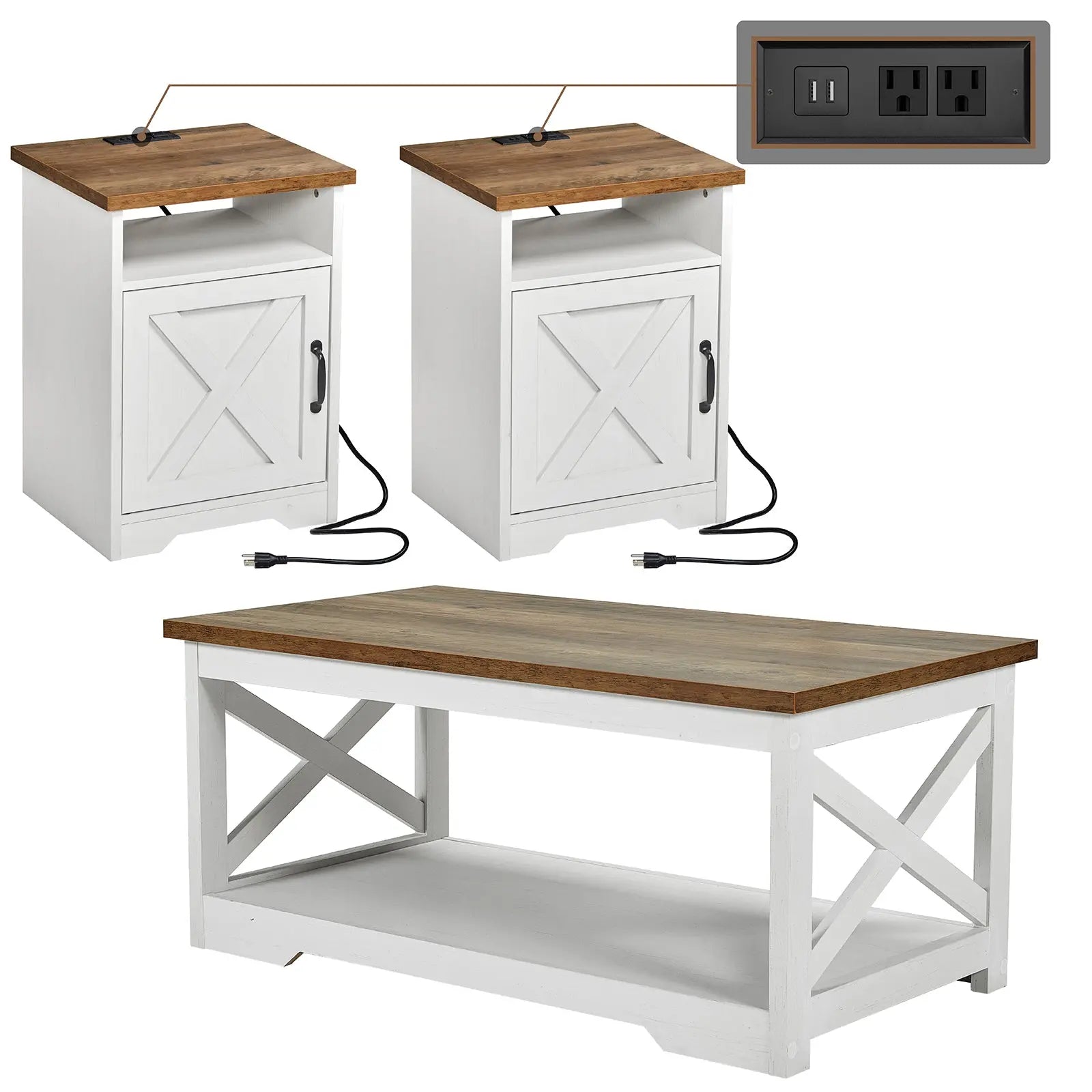 Farmhouse end table with usb port online