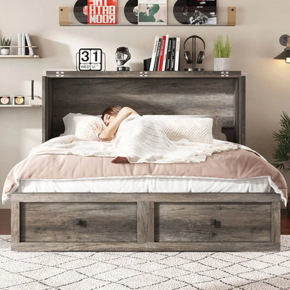 Colton Foldable Murphy Bed - Queen / Rustic Grey