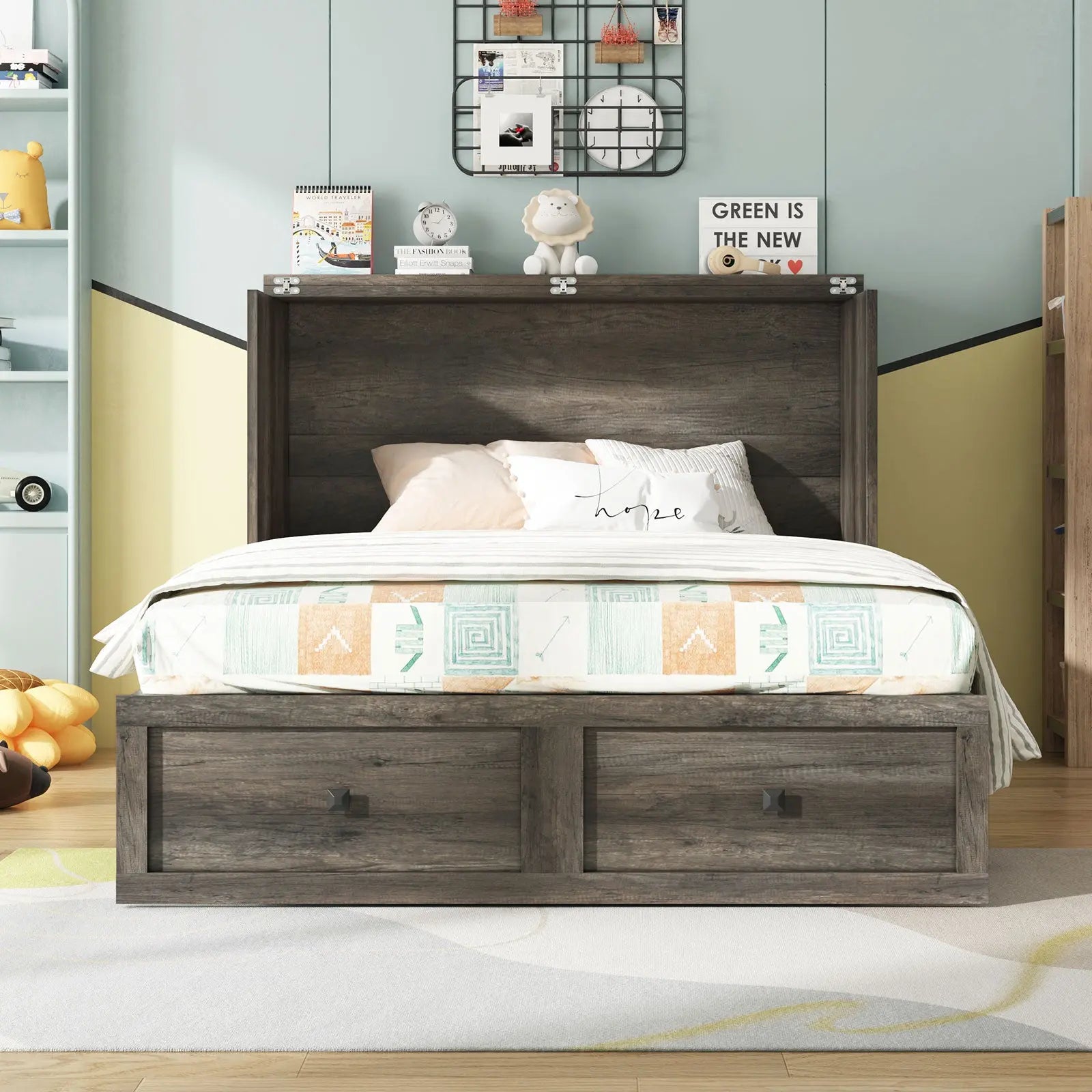 Colton Foldable Murphy Bed - Full / Rustic Grey