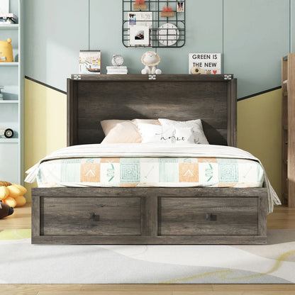 Colton Foldable Murphy Bed - Full / Rustic Grey