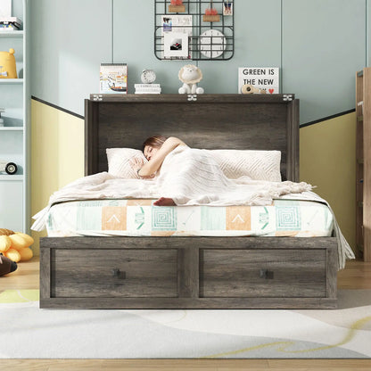 Colton Foldable Murphy Bed - Full / Rustic Grey