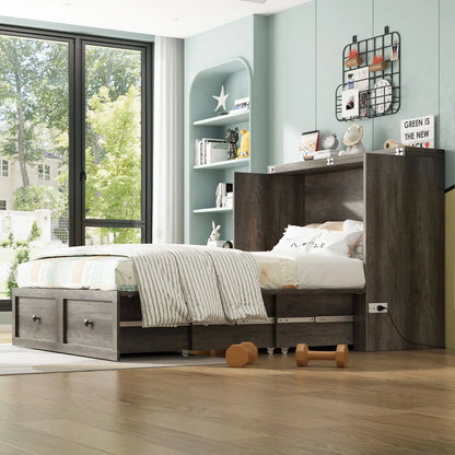 Colton Foldable Murphy Bed - Full / Rustic Grey