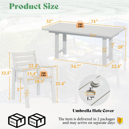 Beverly 7-Piece Outdoor Dining Table Set - White