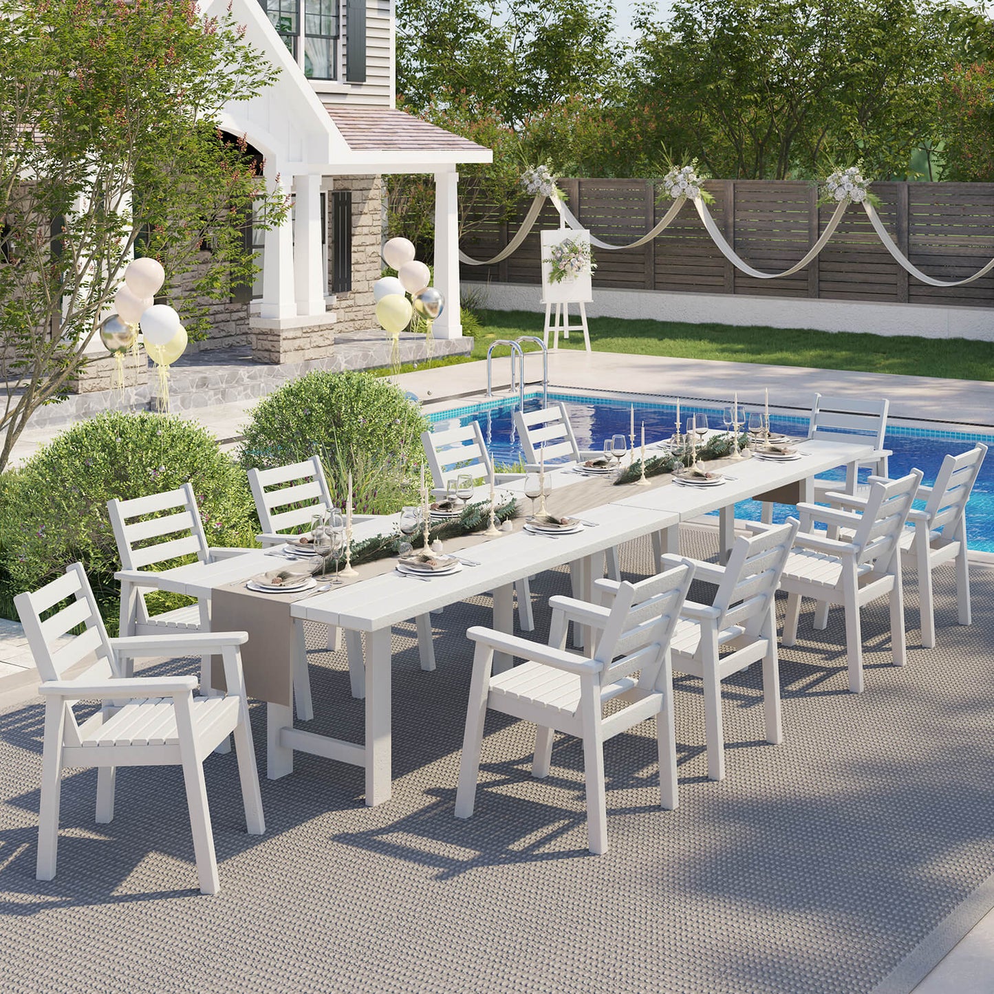 Beverly 7-Piece Outdoor Dining Table Set - White