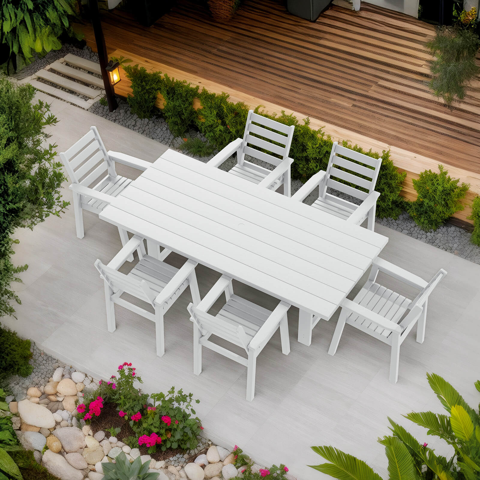 Beverly 7-Piece Outdoor Dining Table Set - White