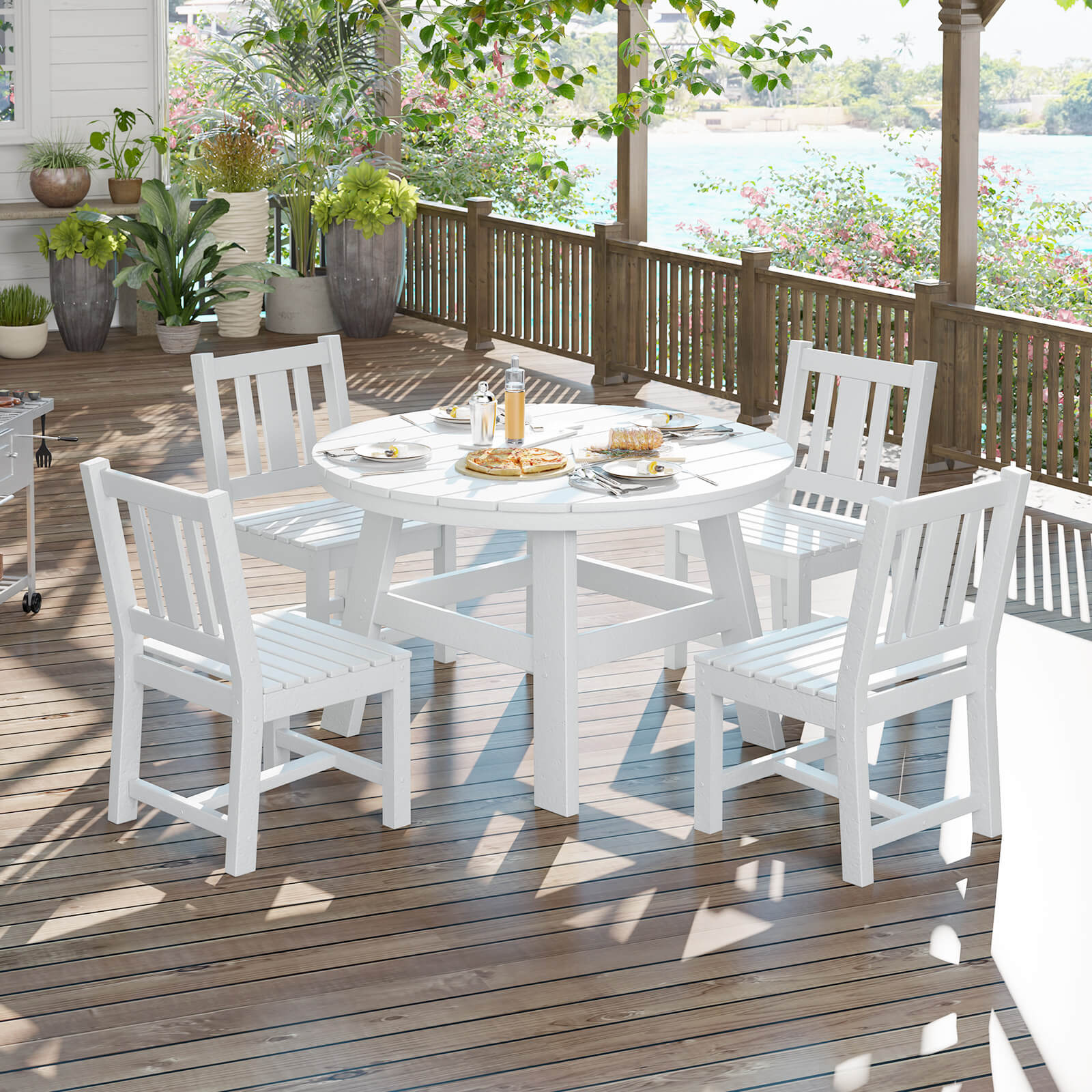 Heath 5-Piece Outdoor Dining Table Set - White