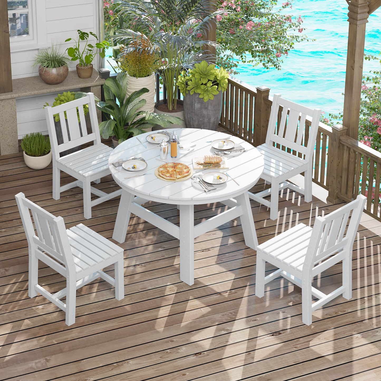 Heath 5-Piece Outdoor Dining Table Set - White