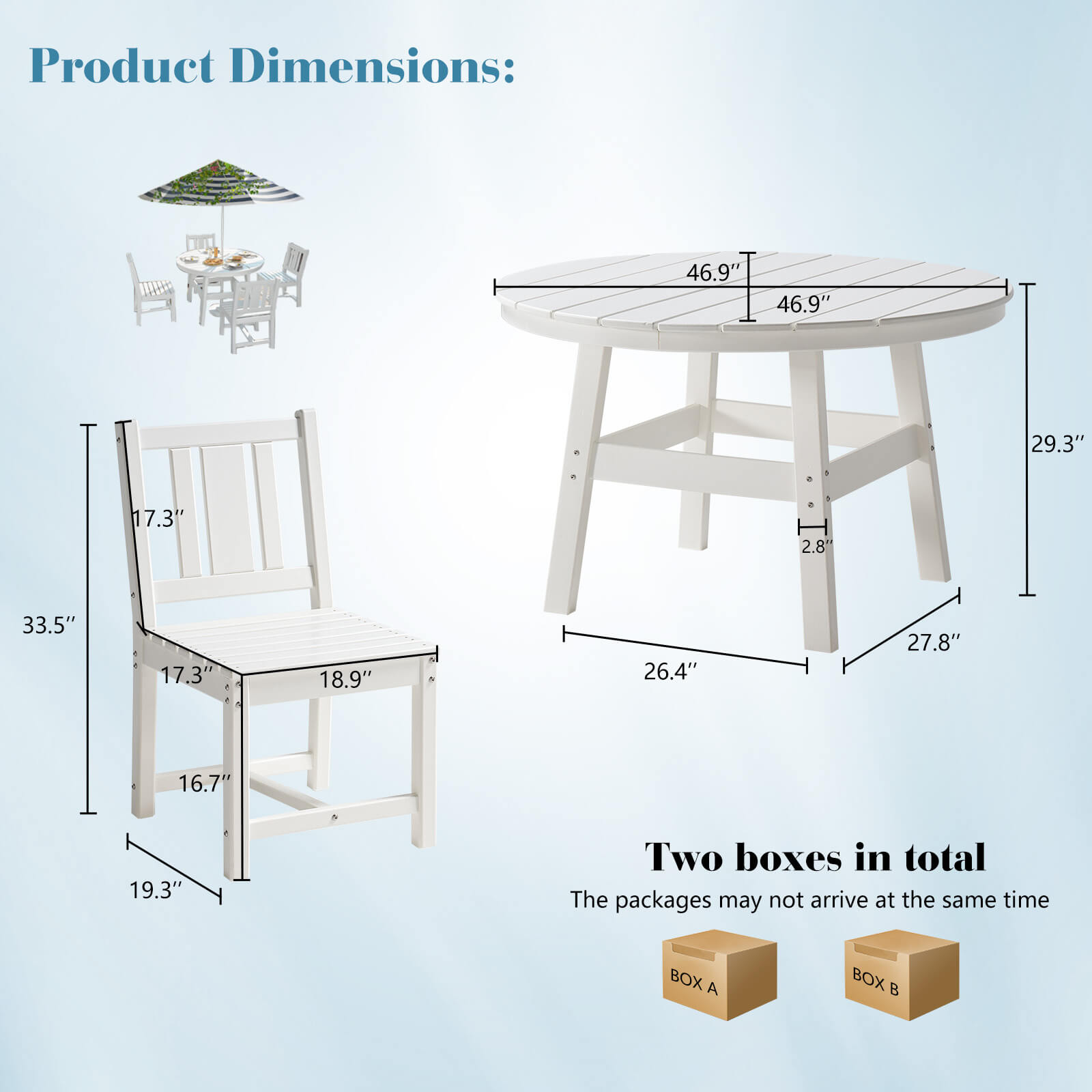 Heath 5-Piece Outdoor Dining Table Set - White