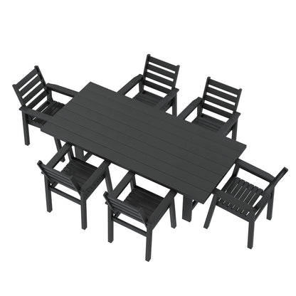 Beverly 7-Piece Outdoor Dining Table Set - Black