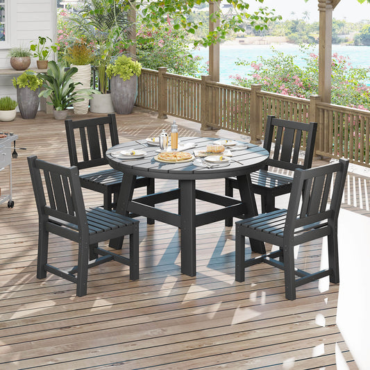 Heath 5-Piece Outdoor Dining Table Set - Black