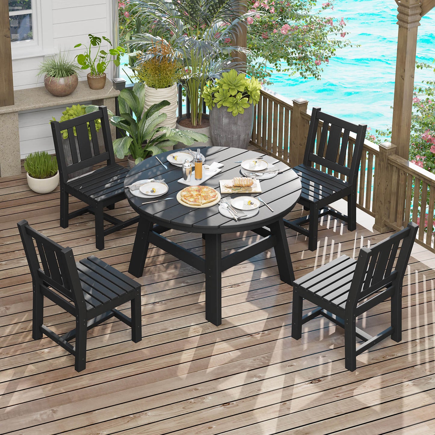 Heath 5-Piece Outdoor Dining Table Set - Black