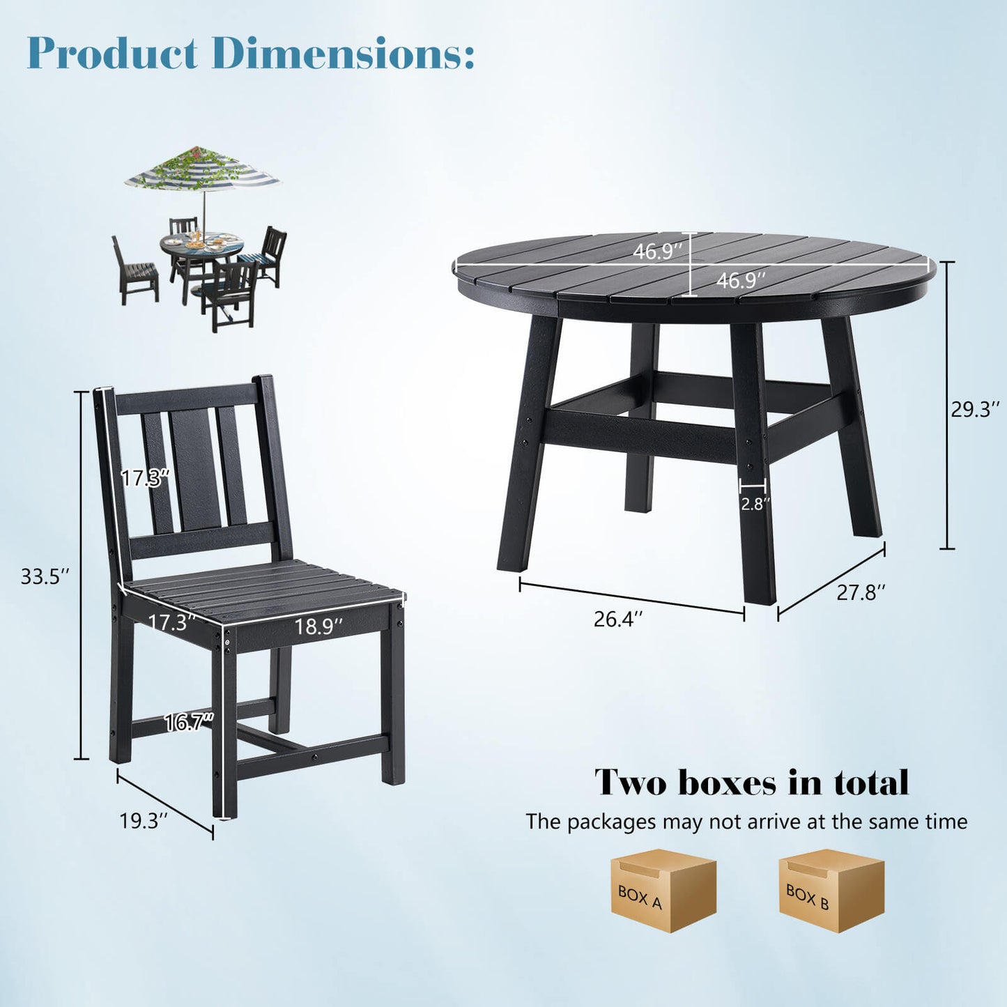 Heath 5-Piece Outdoor Dining Table Set - Black