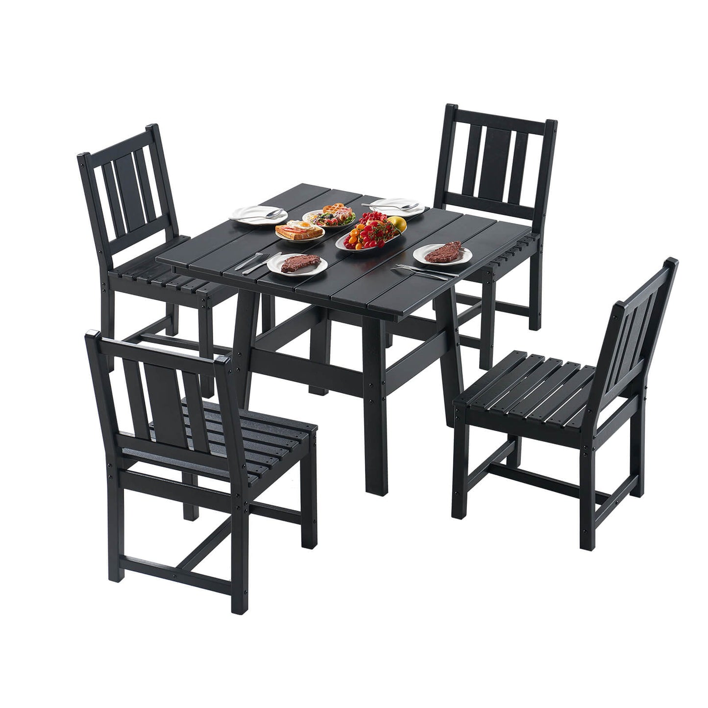 Monaco 5-Piece Outdoor Dining Table Set - Black