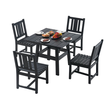 Monaco 5-Piece Outdoor Dining Table Set - Black