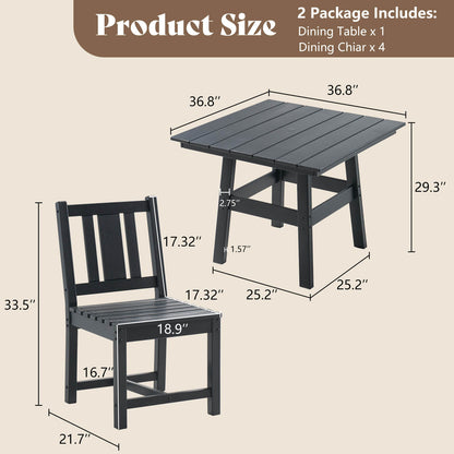 Monaco 5-Piece Outdoor Dining Table Set - Black