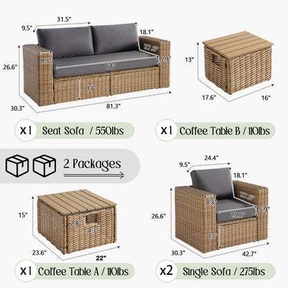 Cypress Outdoor Patio Sectional Set - 4 Seats