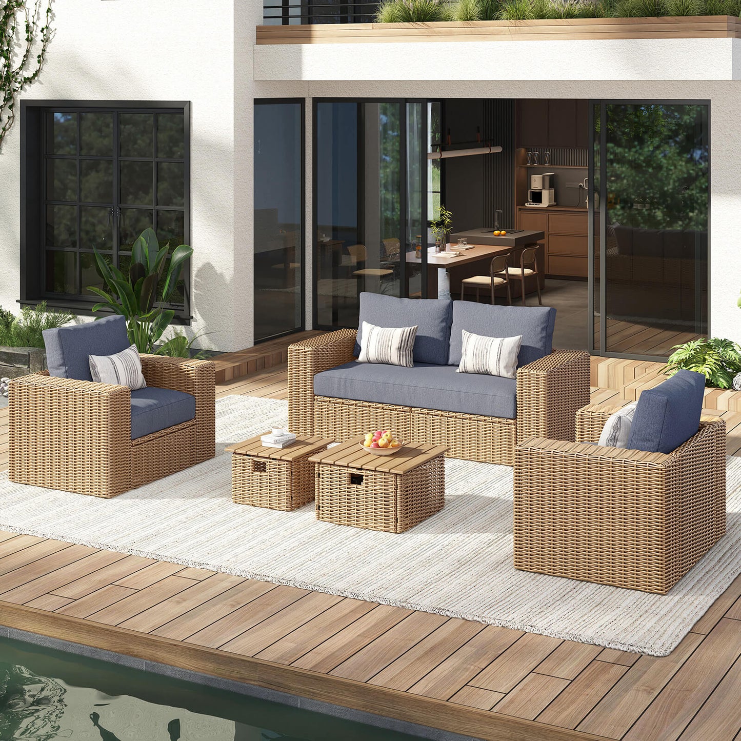 Cypress Outdoor Patio Sectional Set - 4 Seats