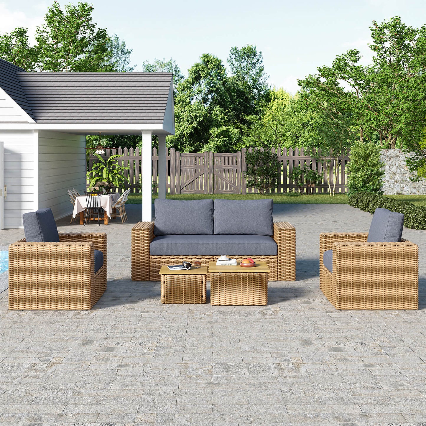 Cypress Outdoor Patio Sectional Set - 4 Seats