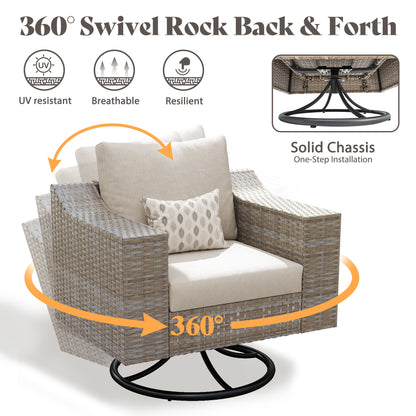 Caelo Wicker Patio Sectional Set 9 PCS - Swivel Glider & Sofa & Storage Table