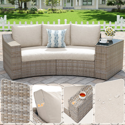 Caelo Wicker Patio Sectional Set 9 PCS - Swivel Glider & Sofa & Storage Table