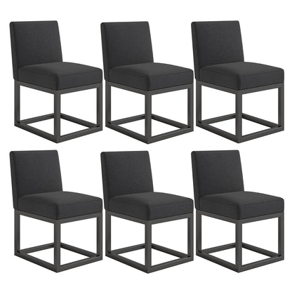 6-Piece Linen Dining Chairs Set - Black