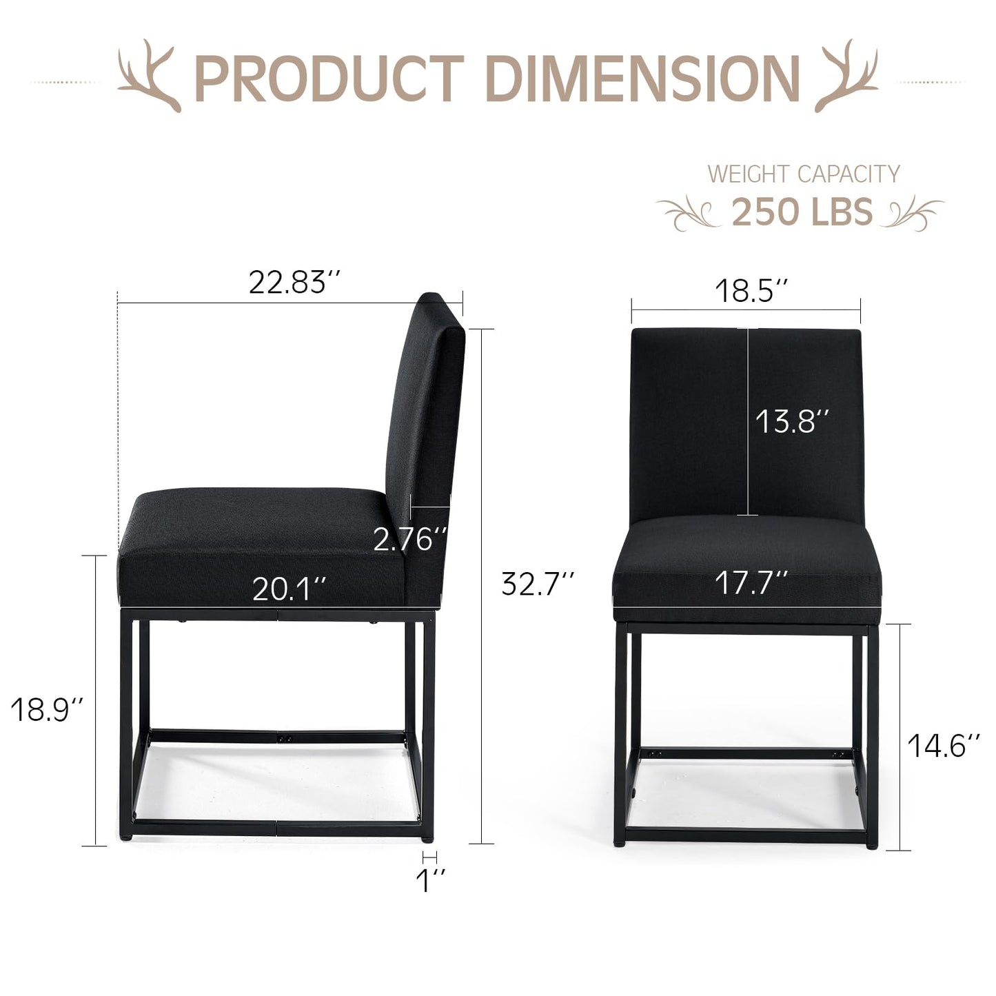 6-Piece Linen Dining Chairs Set - Black